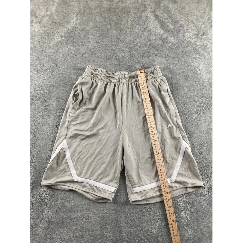 Adidas Mens Basketball Shorts Grey White 9 Inch Inseam Size Medium M 9